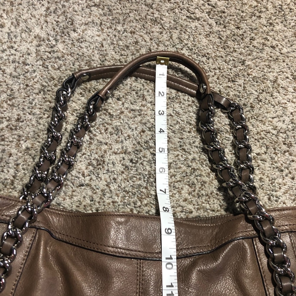 B. Makowsky Leather Shoulder Tote with Chain Handles - Picture 10 of 10